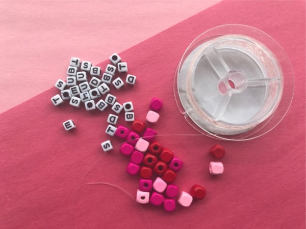 diy friendship bracelet with letter bead supplies