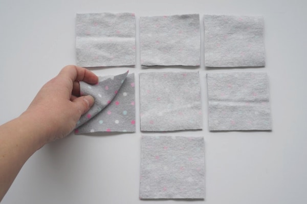 reusable make up pad squares cut out of fabric