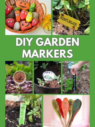 how to make garden markers made from rocks, wooden spoons, craft sticks and clay