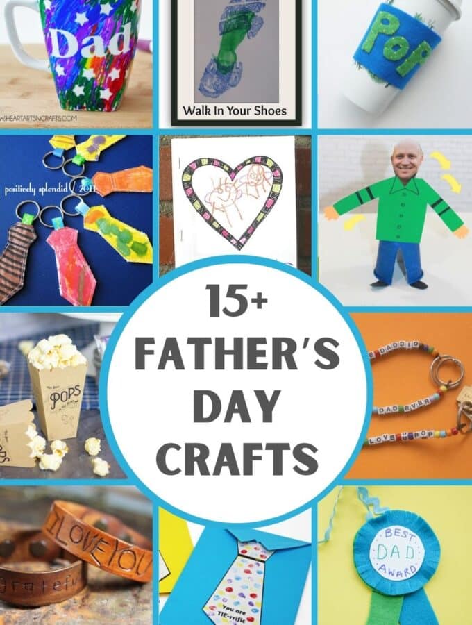 collage of 12 father's day crafts for kids to make