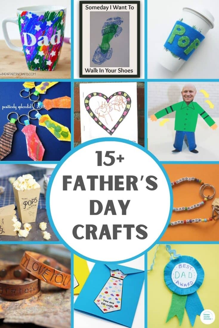 collage of 12 father's day crafts for kids to make