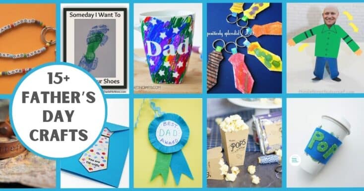 collage of father's day crafts for kids to make