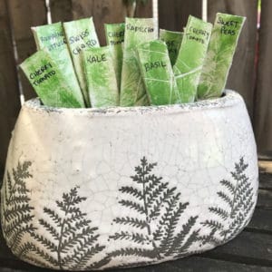 finished homemade garden markers in pot