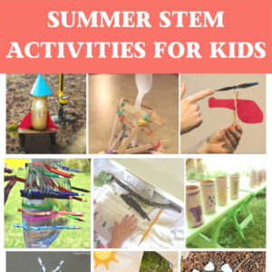 summer stem activities collage of activities and title card