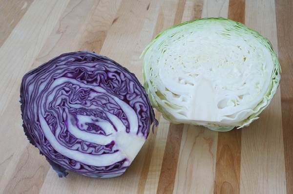 cabbage sliced in half