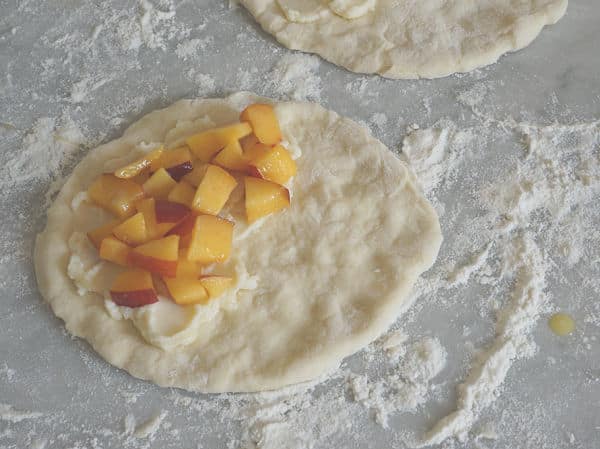 mascarpone and nectarine calzone filling