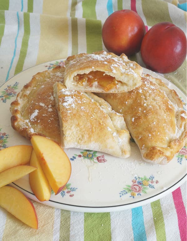 nectarine calzones baked and cut in half