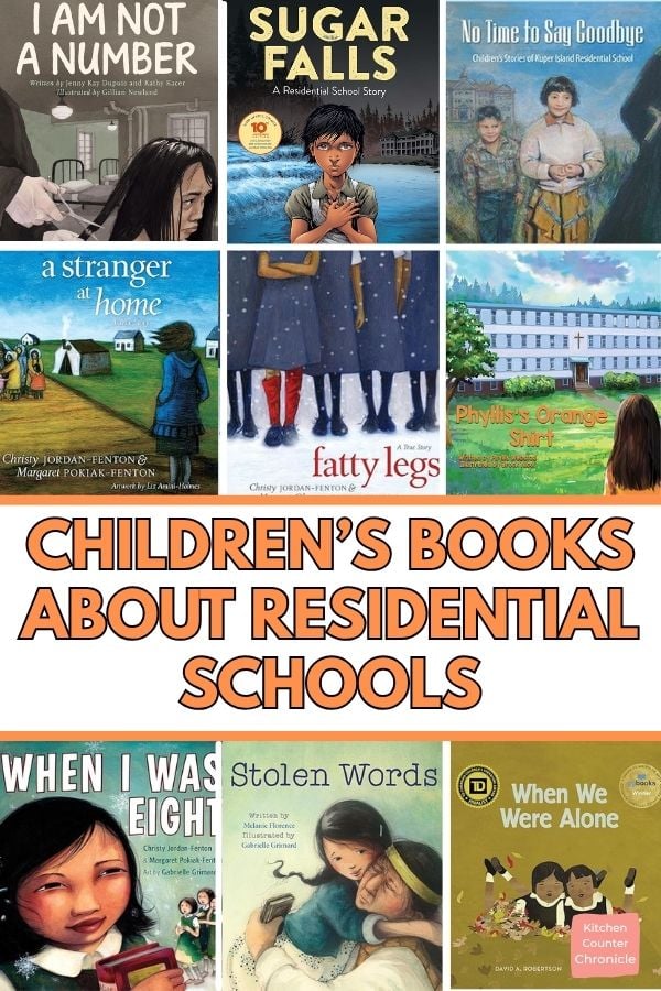 collage of children's books about residential schools