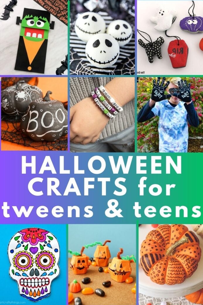 collage of creative halloween crafts for tweens and teens to make 2025