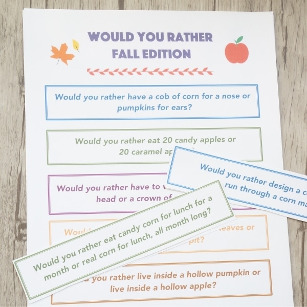 Fall Themed Would You Rather Questions for Kids