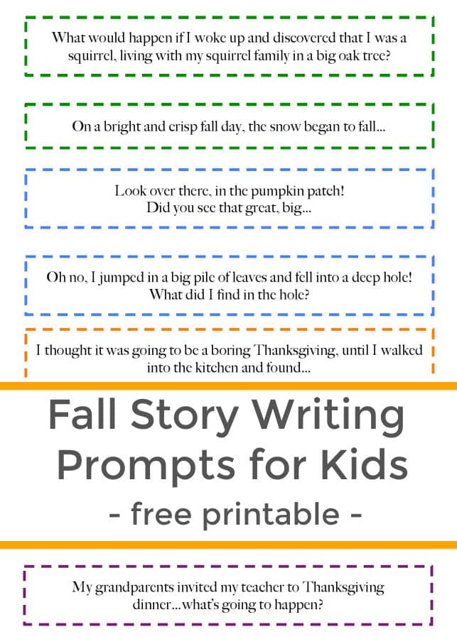 printable fall story writing prompts for kids