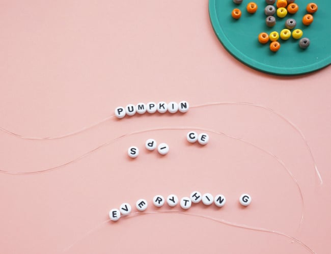pumpkin spice everything letters on elastic cord