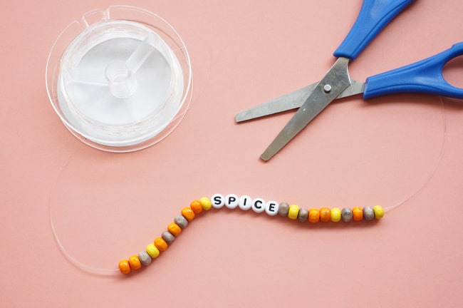 spice beads on string with beads