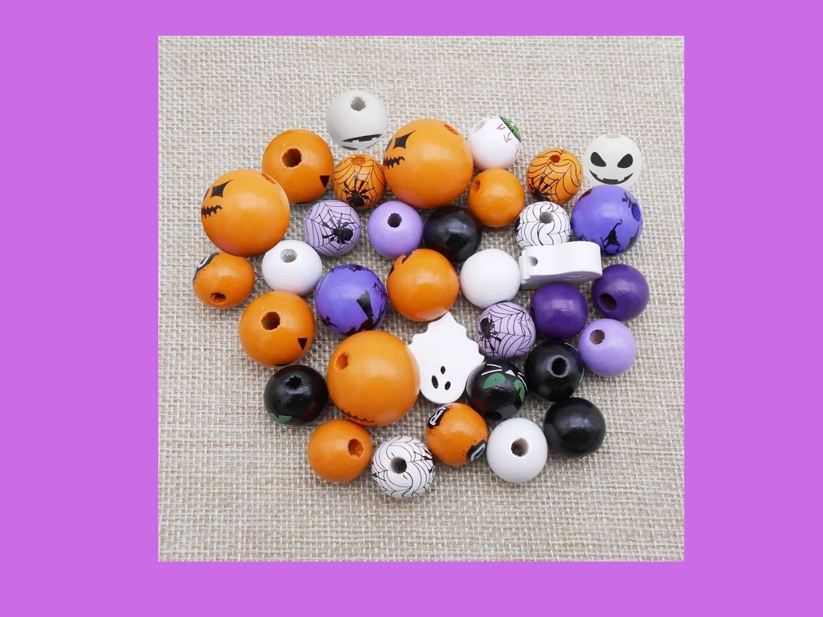 wooden halloween beads