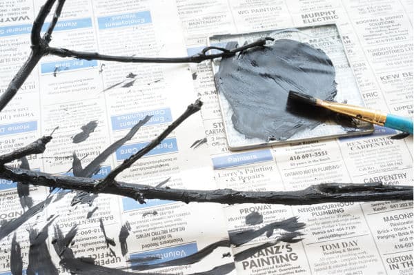 branches painted with black craft paint