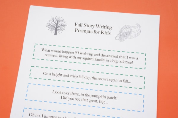 fall creative story telling prompts for kids