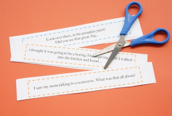 fall writing prompts cut out with scissors