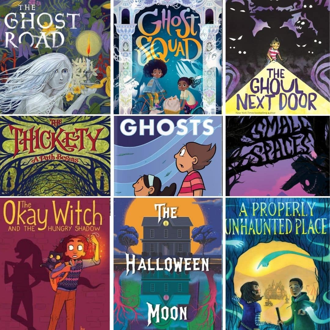 halloween books for tweens collage of bookcovers
