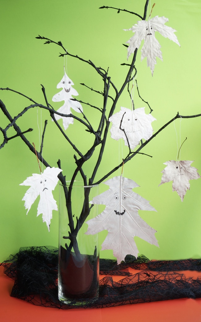 halloween tree with leaf ghosts featured image