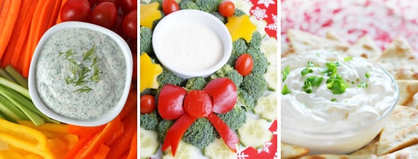 vegetable dips collage
