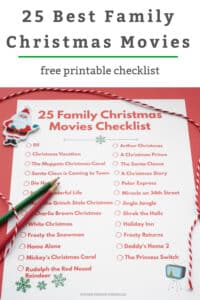 25 Best Family Christmas Movies Checklist Printable