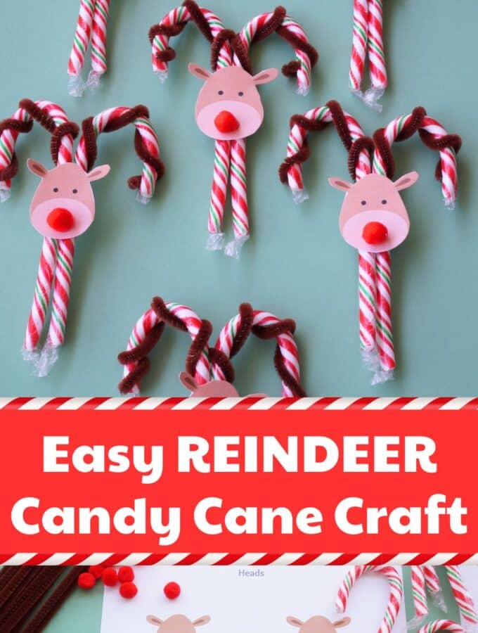 Easy REINDEER Candy Cane Craft to make new pin image