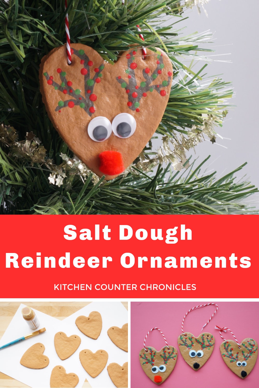 Easy Salt Dough Reindeer Ornaments to Make