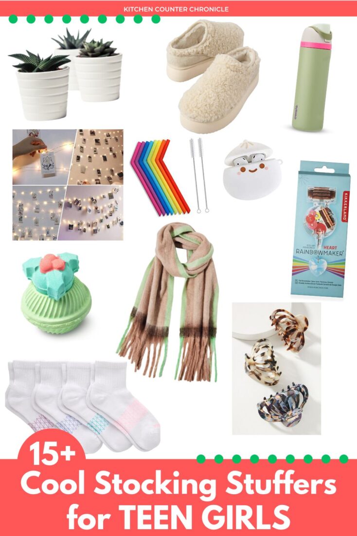 collage of 15+ cool stocking stuffers for teen girls
