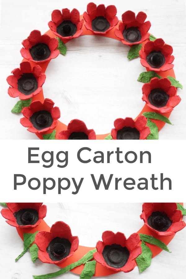 egg carton poppy wreath