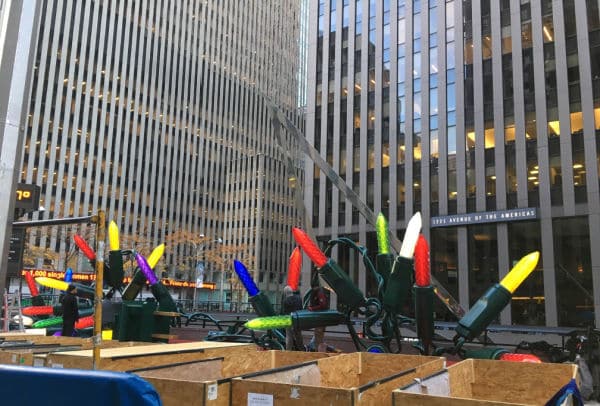 new york city giant christmas lights on street