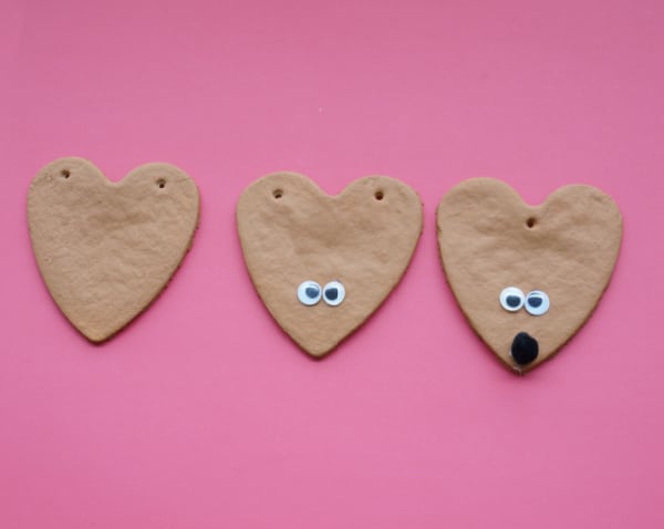 reindeer ornaments with eyes and noses glued in place
