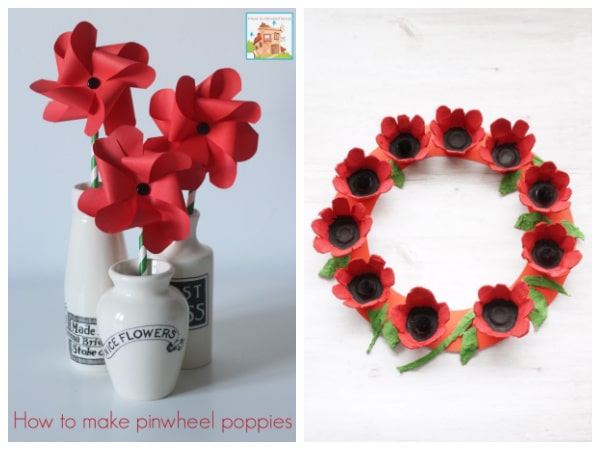 poppy crafts for kids pinwheel poppy and egg carton poppy wreath