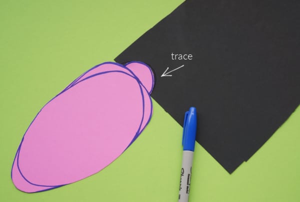 tracing on black card stock christmas light bulb topper