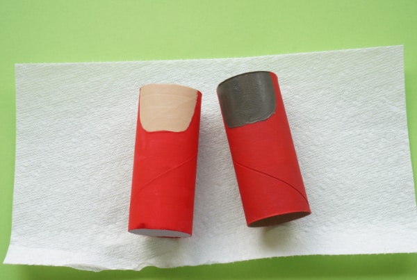 cardboard tube santa with red suit and face