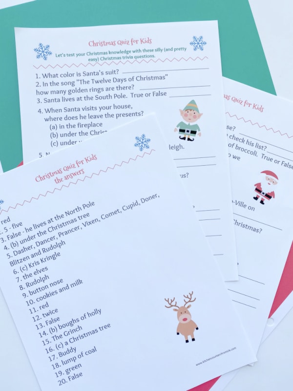 christmas quiz for kids printed out with answers