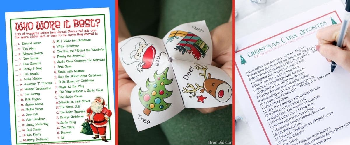 christmas who wore it best game christmas cootie catcher and christmas opposites game