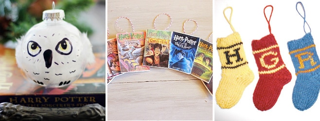 harry potter hedwig, book, stocking ornaments