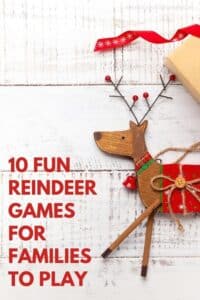 Fun Reindeer Games for Kids to Play featured image with wooden reindeer