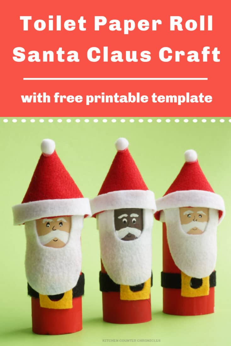 3 toilet roll santas lined up