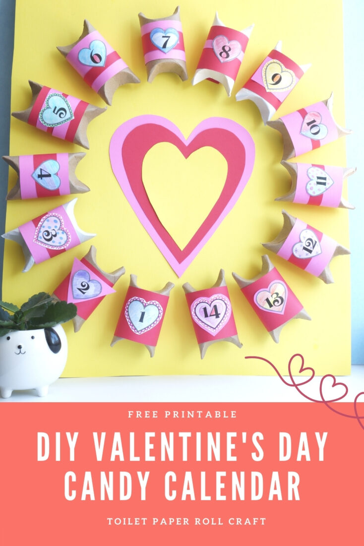 DIY Valentine's Day countdown calendar printable number hearts on board