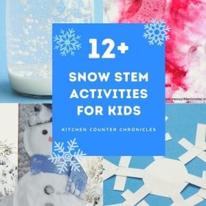 snow stem activities for kids collage of activities