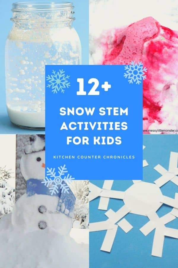snow stem activities for kids collage of activities