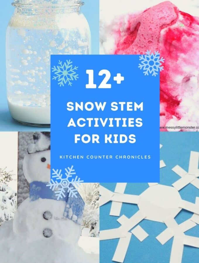 snow stem activities for kids collage of activities