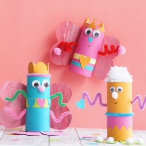 3 toilet paper roll love bugs with wings and with heart feet