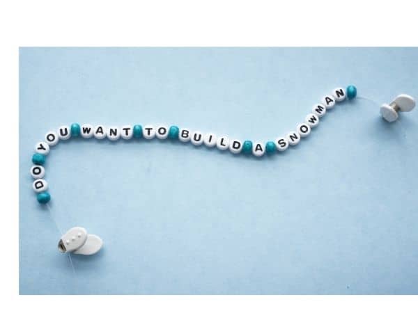 winter friendship bracelet with bead bugs on each end of string
