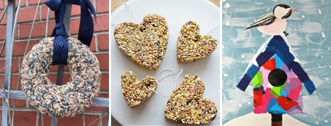 winter crafts for older kids birdseed wreath and birdseed ornaments