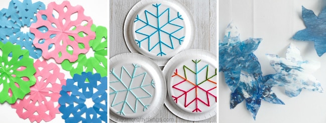 winter crafts for tweens to make paper snowflakes and yarn art