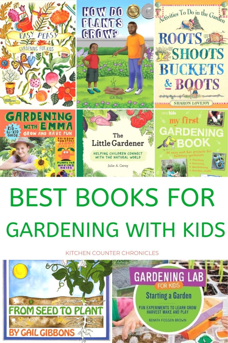 best gardening books for kids collage of book covers