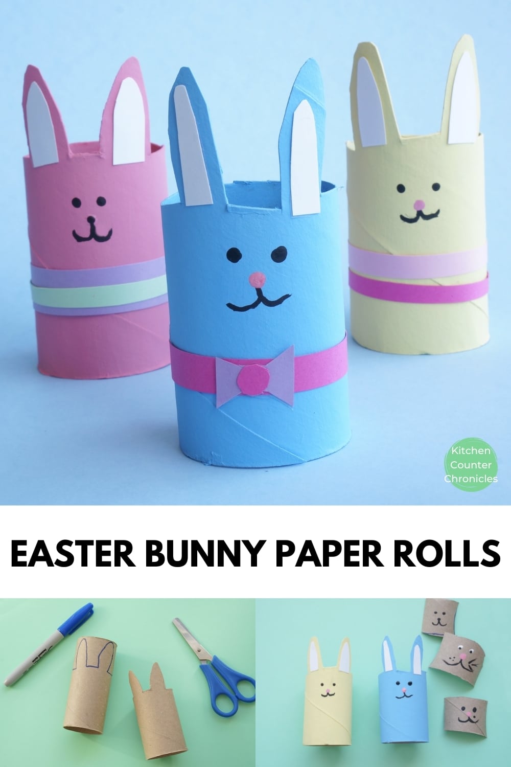 Cute Easter Bunny Paper Rolls Easter Crafts for Kids