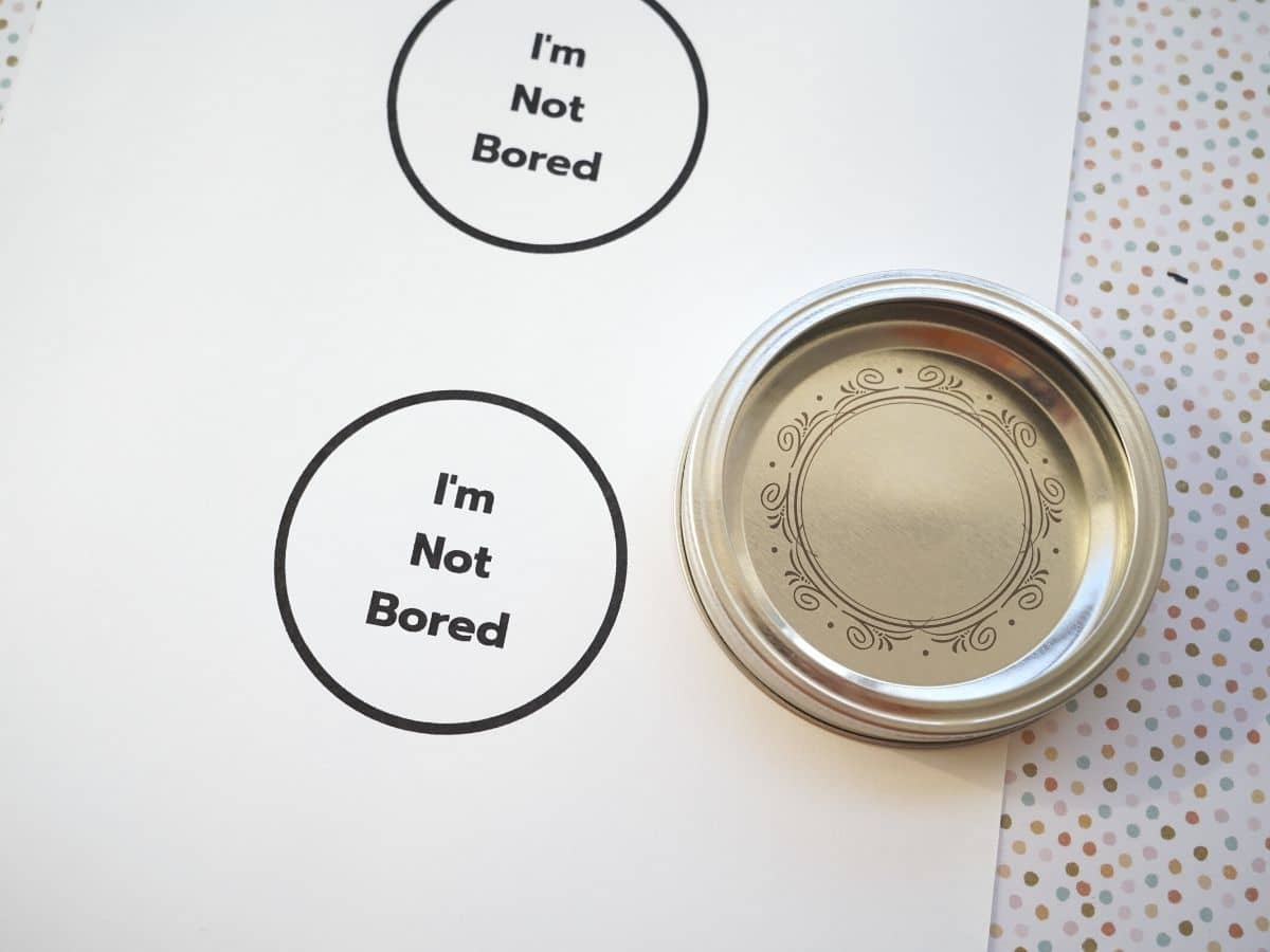 I'm not bored jar printable label for mason jar lid